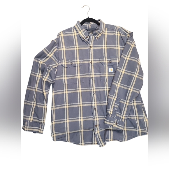 Carhartt Other - Carhartt Men's Casual Loose Fit Blue Plaid Shirt 100% Cotton Size Large